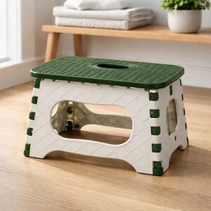 Source Unknown Green and White Step Stool